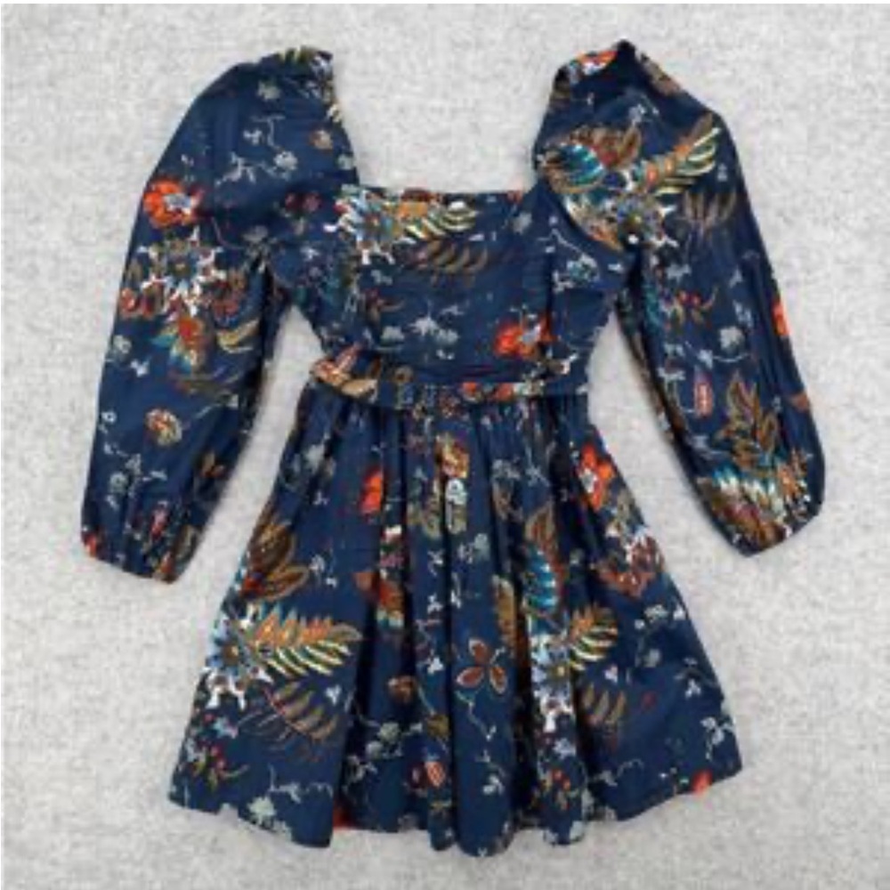 Caroline Constas Floral Off Shoulder Smocked Dress sz S